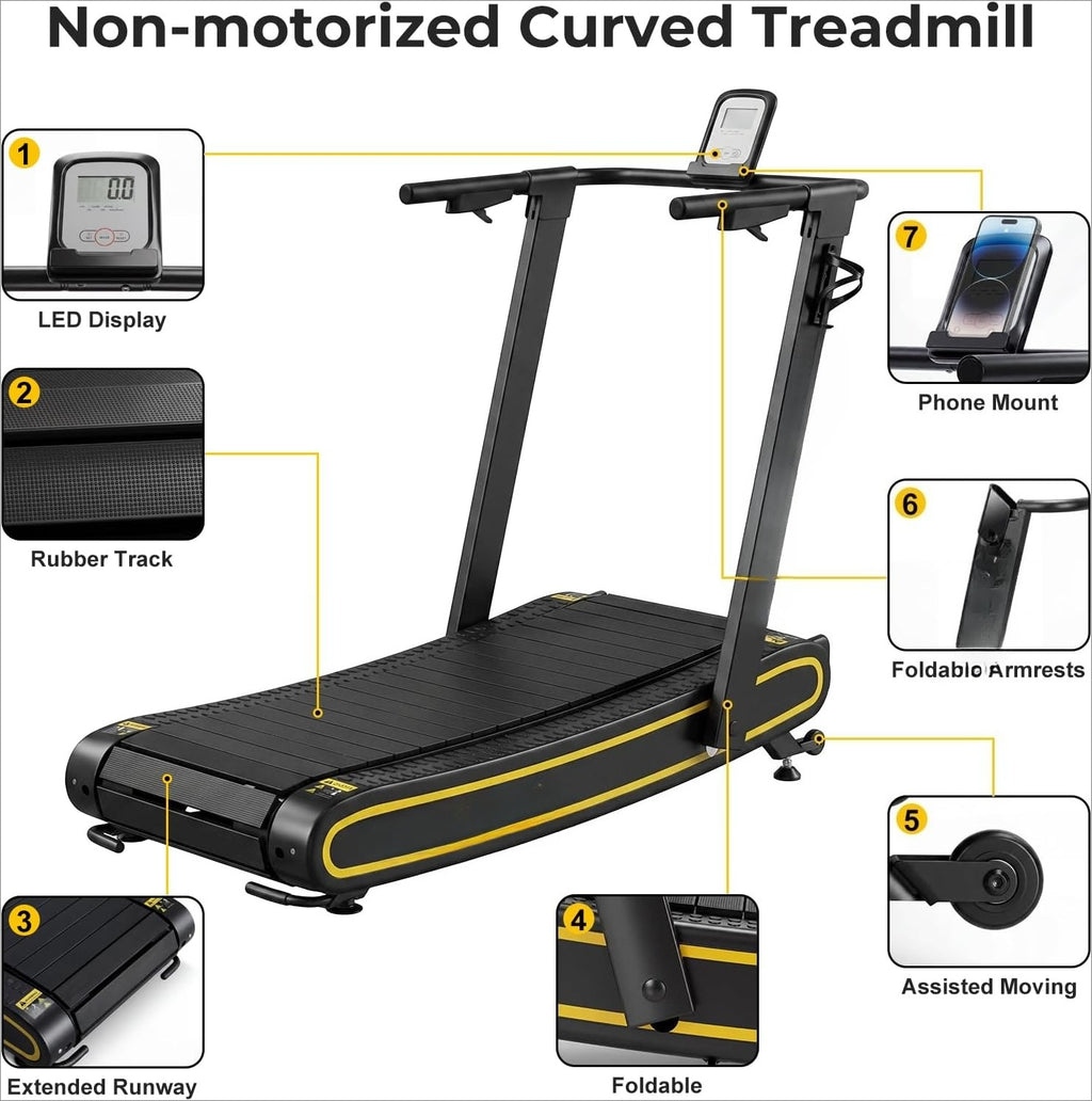 Curved Manual Non‑Electric Treadmill