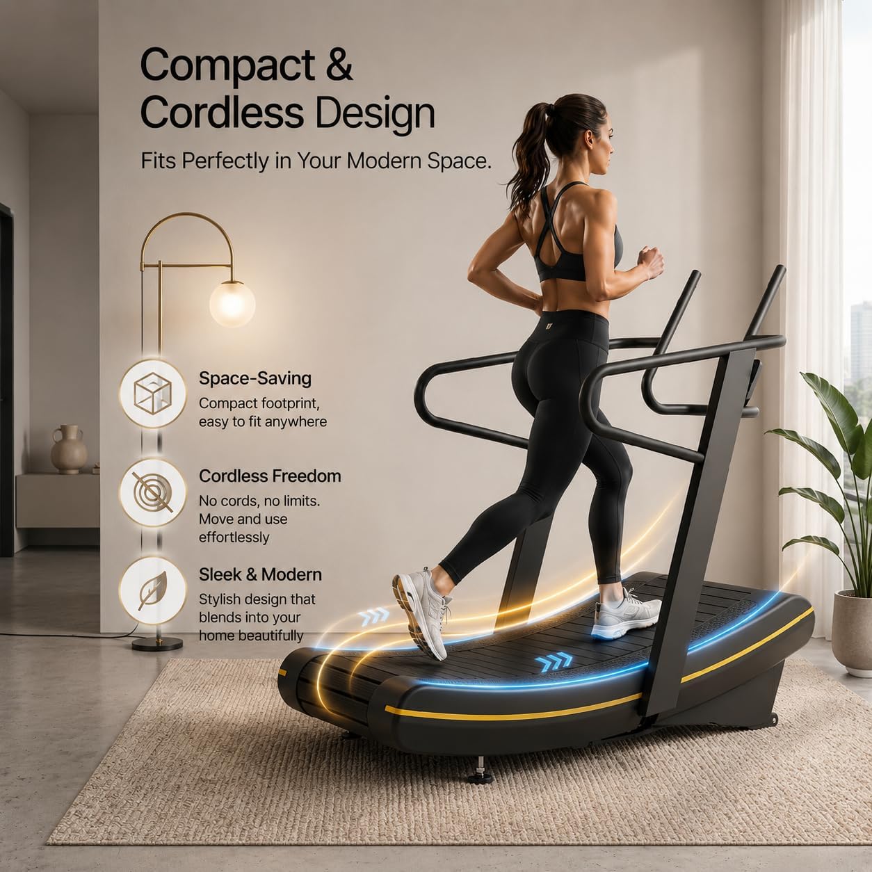Curved Manual Non‑Electric Treadmill
