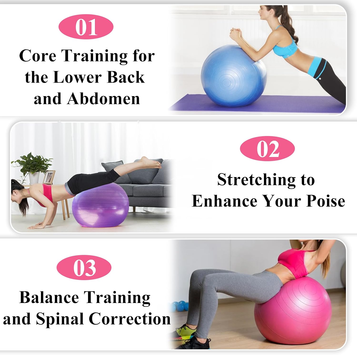 5 Pcs Anti‑Burst Yoga Exercise Ball