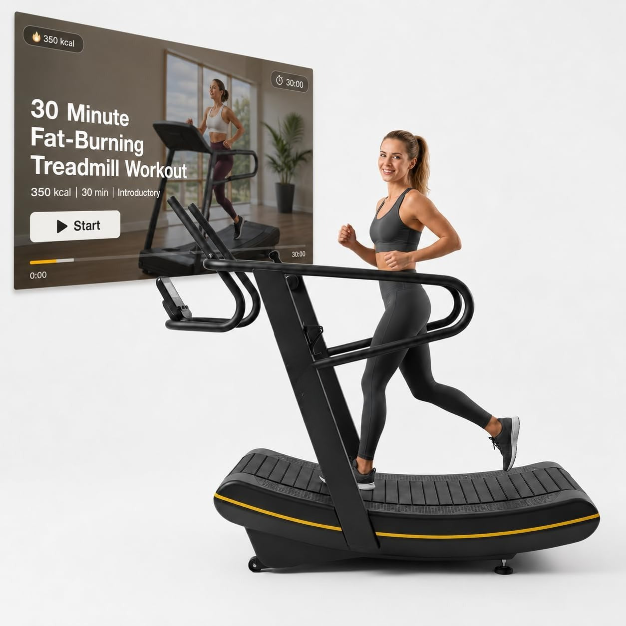 Curved Manual Non‑Electric Treadmill