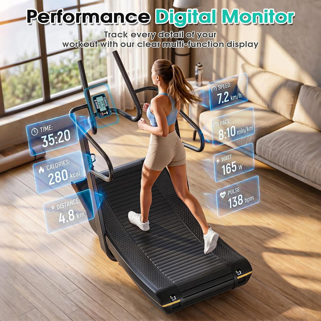 Curved Manual Non‑Electric Treadmill