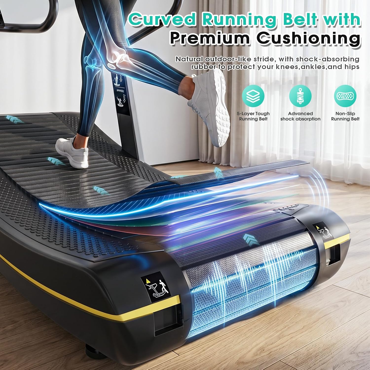 Curved Manual Non‑Electric Treadmill