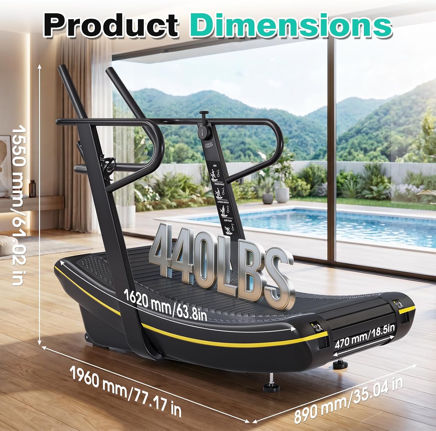 Curved Manual Non‑Electric Treadmill