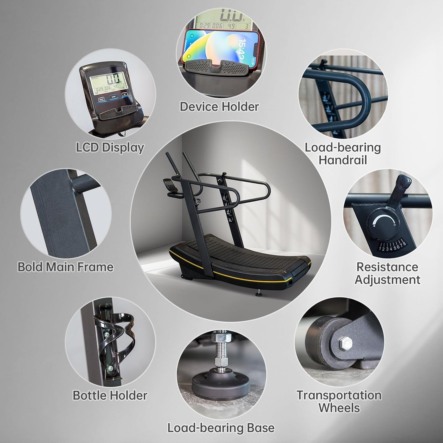 Manual Curved Treadmill Non‑Electric Fitness Equipment